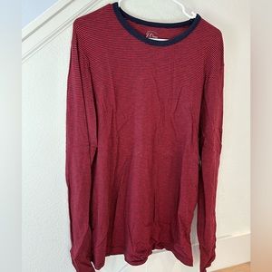J.crew SLUB JERSEY LONG-SLEEVE T-SHIRT IN RED MICROSTRIPE